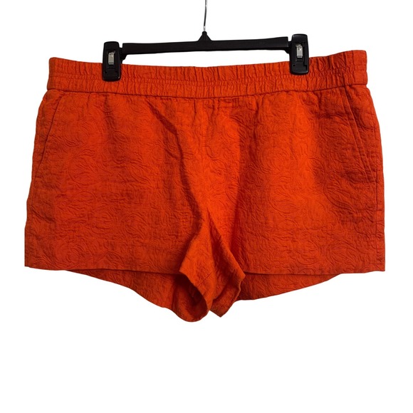 J.Crew Pants - J.Crew Orange Paisley Jacquard Pull On Shorts 14 Elastic Waist Pocket